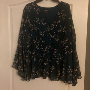 CityChic long sleeve blue floral blouse, NWOT